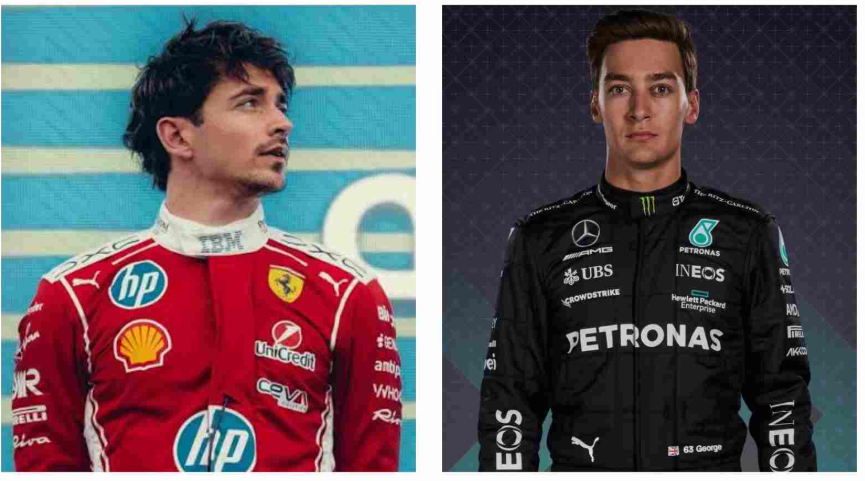 Charles Leclerc and George Russell at the British GP