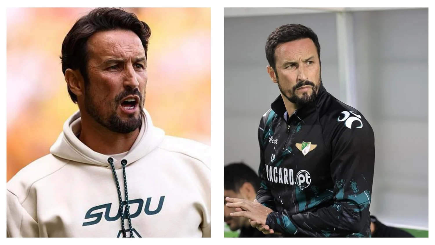 alt="César Peixoto, new Wolves head coach, in two photos from his Portuguese football managerial career"